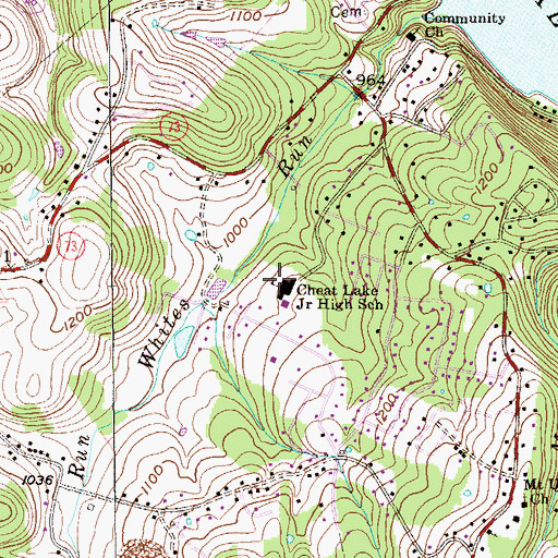 Topographic Map of Cheat Lake Elementary School, WV