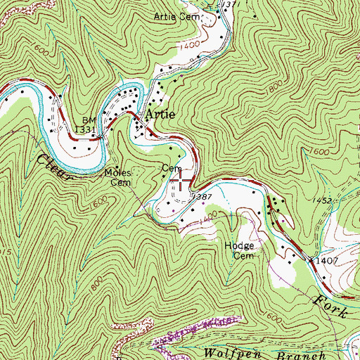 Topographic Map of Clear Fork District Elementary School, WV