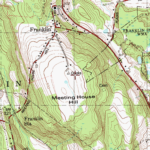 Topographic Map of Meeting House Hill, CT
