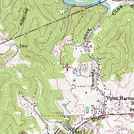 Topographic Map of Cross Lanes Christian School, WV