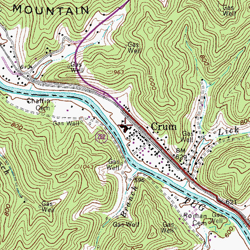Topographic Map of Crum Middle School, WV