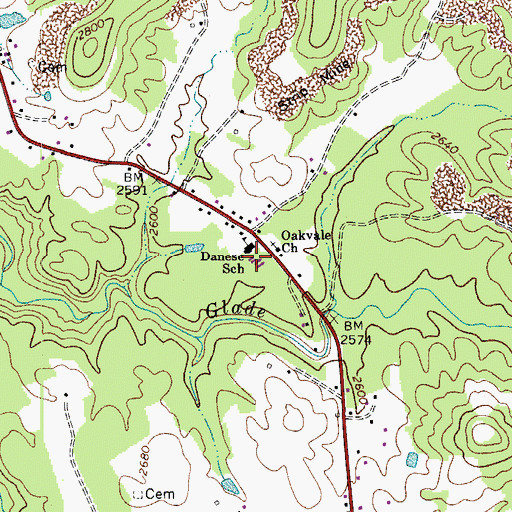 Topographic Map of Danese Elementary School, WV