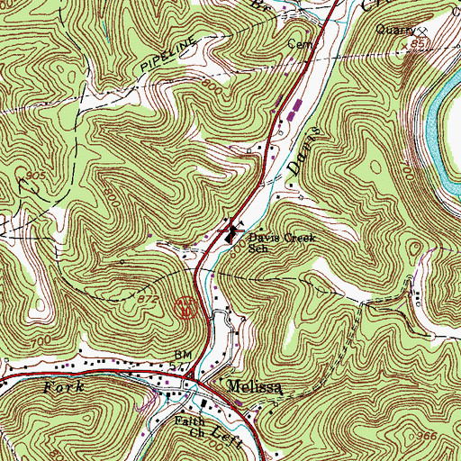 Topographic Map of Davis Creek Elementary School, WV