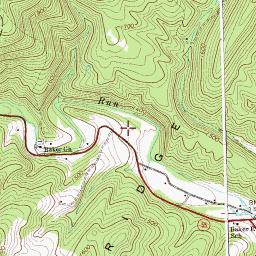 Topographic Map of East Hardy Early Middle School, WV
