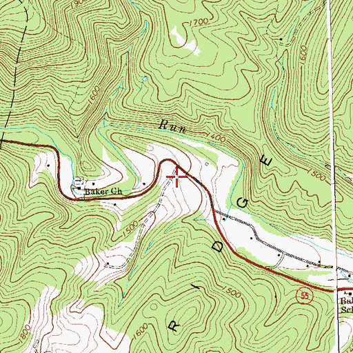 Topographic Map of East Hardy High School, WV