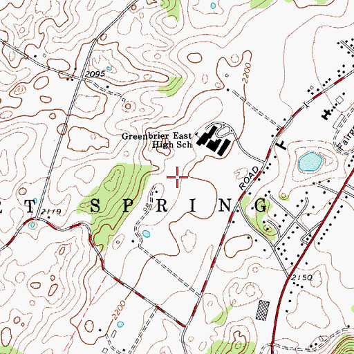 Topographic Map of Eastern Greenbrier Middle School, WV