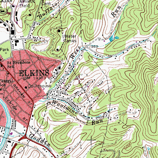 Topographic Map of Elkins Mountain School, WV