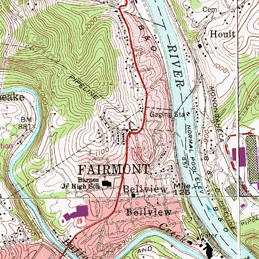 Topographic Map of Fairmont Christian Academy (historical), WV