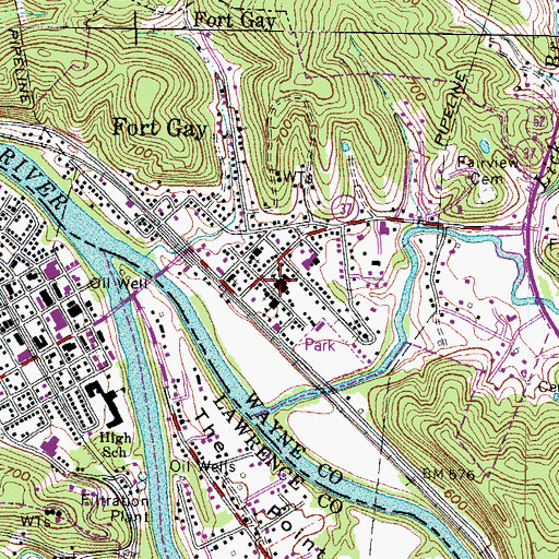 Topographic Map of Fort Gay PK - 8 School, WV