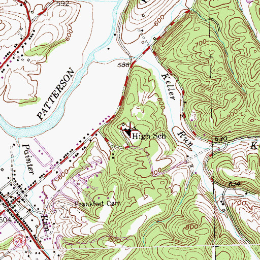 Topographic Map of Frankfort Intermediate School, WV