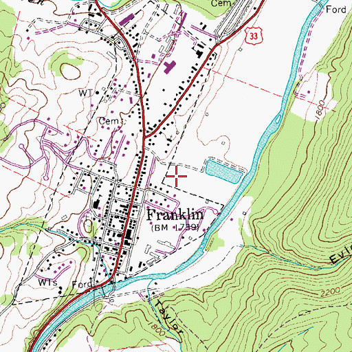 Topographic Map of Franklin Elementary School, WV