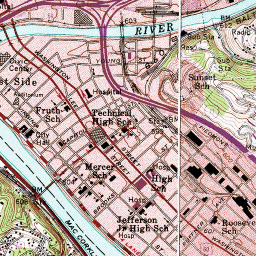 Topographic Map of Garnet Career Center, WV