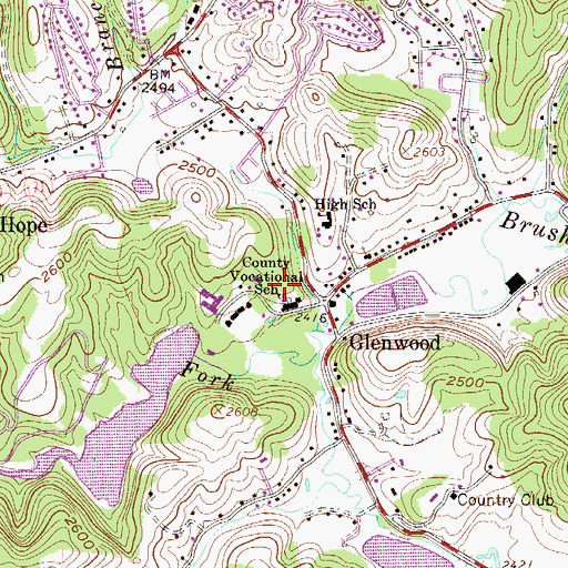 Topographic Map of Glenwood School, WV