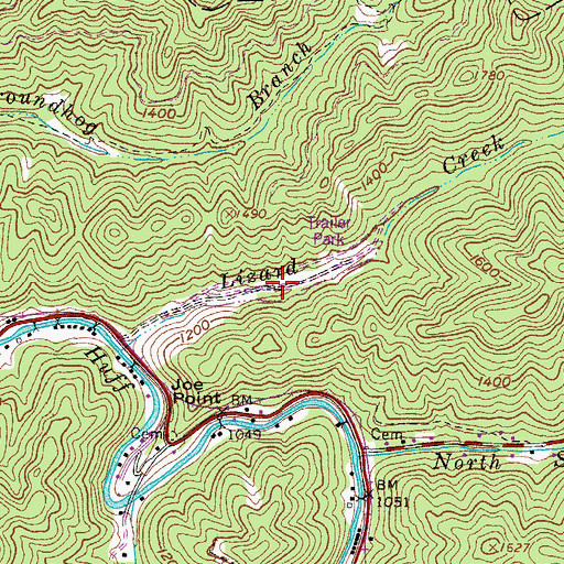 Topographic Map of Huff Consolidated Elementary and Middle School, WV