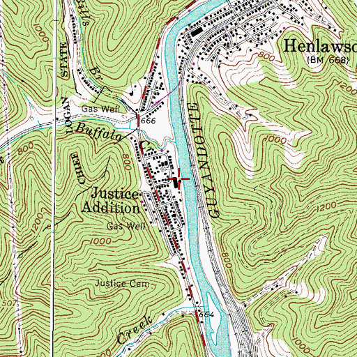 Topographic Map of Justice Elementary School, WV