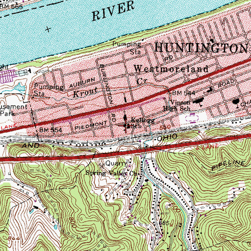 Topographic Map of Kellogg Elementary School, WV