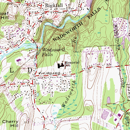 Topographic Map of Memorial School, CT