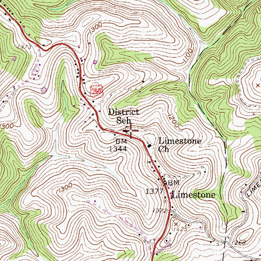 Topographic Map of Limestone Elementary School (historical), WV