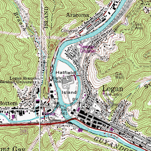 Topographic Map of Logan Elementary School, WV