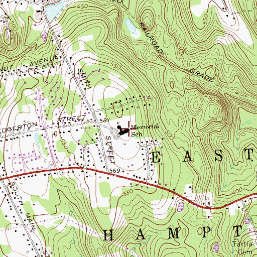 Topographic Map of Memorial School, CT