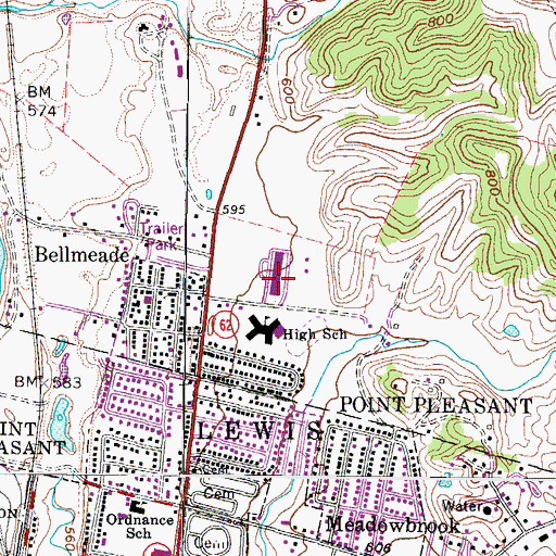 Topographic Map of Mason County Career Center, WV