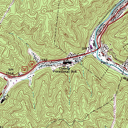 Topographic Map of Mcdowell County Alternative School (historical), WV