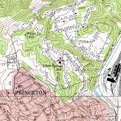 Topographic Map of Mercer County Early Learning Center, WV