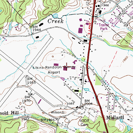 Topographic Map of Midland Elementary School, WV