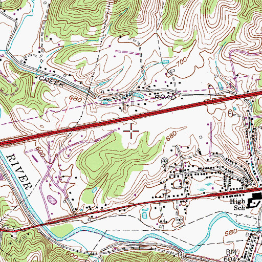 Topographic Map of Milton Middle School, WV
