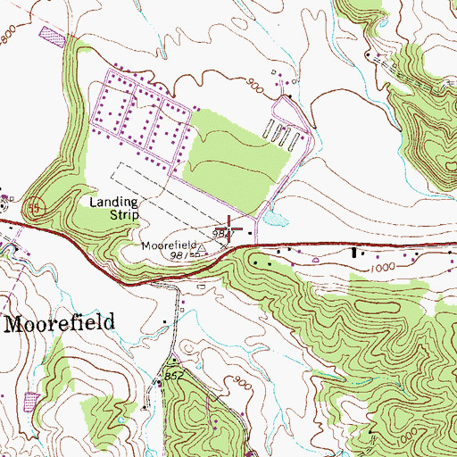 Topographic Map of Moorefield Middle School, WV