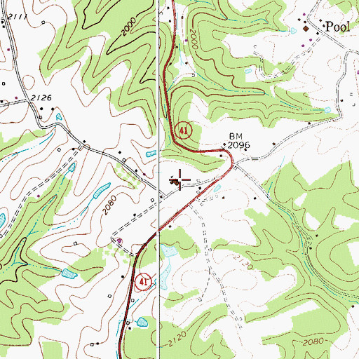 Topographic Map of Mount Lookout Elementary School, WV