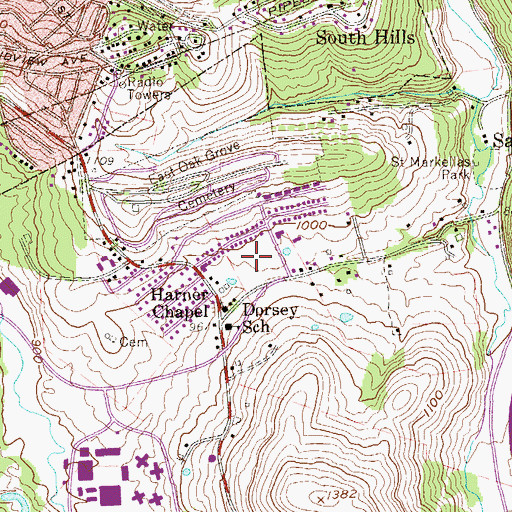 Topographic Map of Mountainview Elementary School, WV