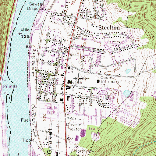 Topographic Map of New Martinsville Elementary School, WV