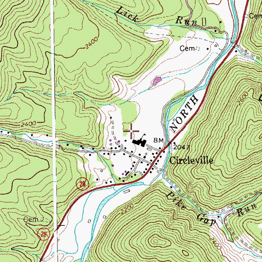 Topographic Map of North Fork Elementary School, WV