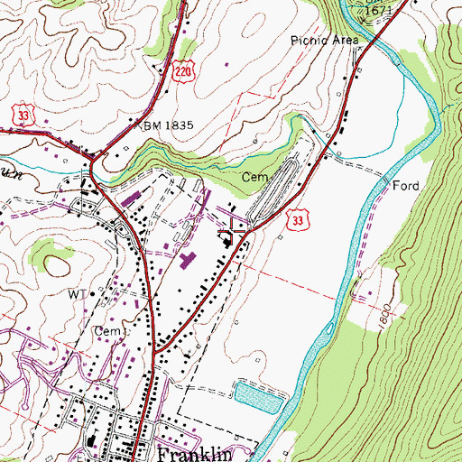 Topographic Map of Pendleton County Middle / High School, WV