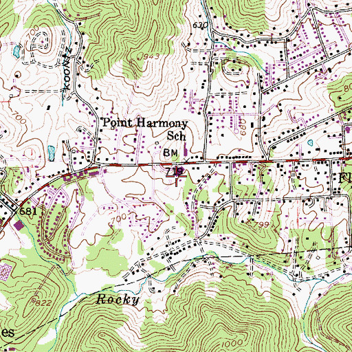 Topographic Map of Point Harmony Elementary School, WV