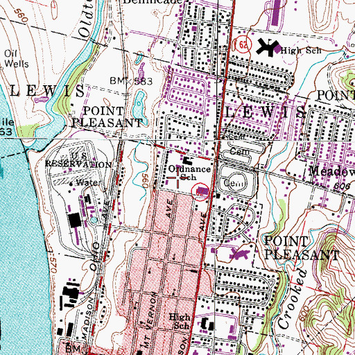 Topographic Map of Point Pleasant Intermediate School, WV