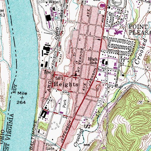 Topographic Map of Point Pleasant Primary School, WV