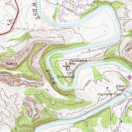 Topographic Map of Pressley Ridge School, WV