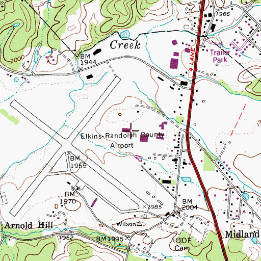 Topographic Map of Randolph Technical Center, WV