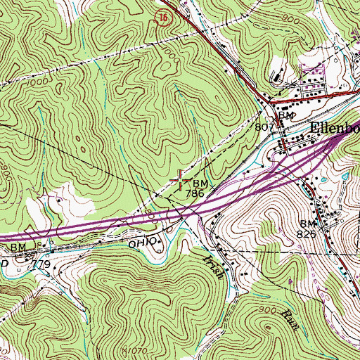 Topographic Map of Ritchie County Middle School, WV