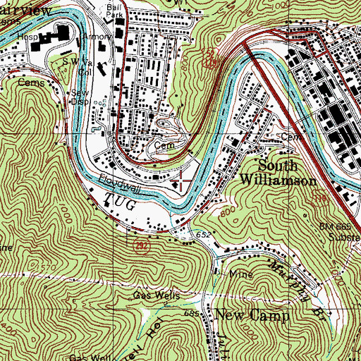 Topographic Map of Williamson PK - 8 School, WV