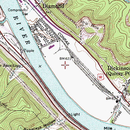 Topographic Map of Riverside High School, WV
