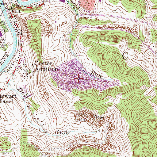 Topographic Map of Robert C Byrd High School, WV
