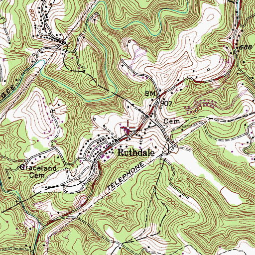 Topographic Map of Ruthlawn Elementary School, WV