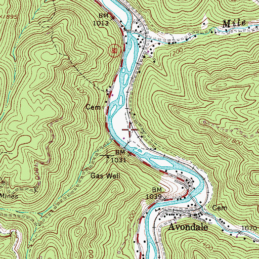 Topographic Map of Sandy River Middle School, WV