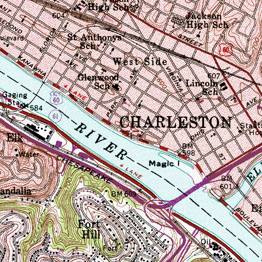 Topographic Map of Charleston Seventh Day Adventist School, WV