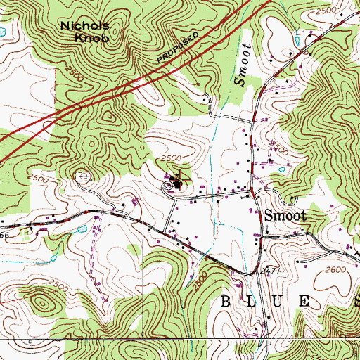 Topographic Map of Smoot Elementary School, WV