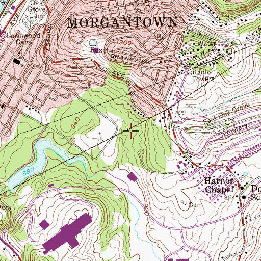 Topographic Map of South Middle School, WV