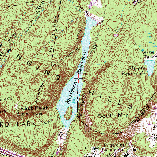 Topographic Map of Merimere Reservoir, CT